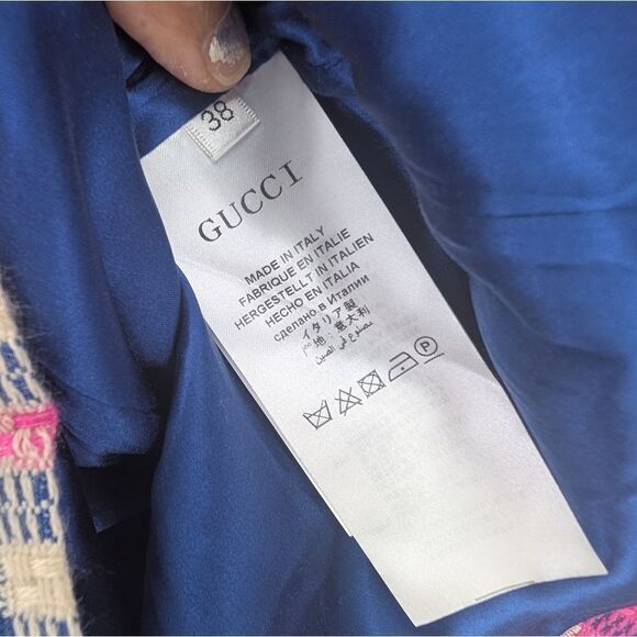 Gucci Pink and Blue Pleated Pencil Skirt - Picture 3 of 7